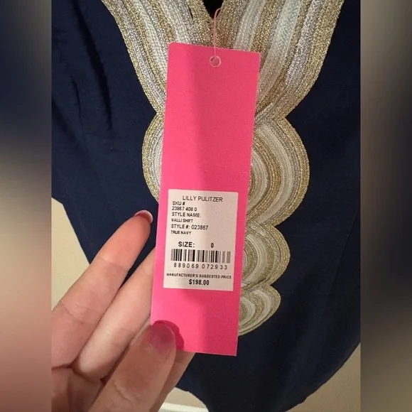 Lilly Pulitzer Vallie Navy Shift Dress with White Detail Size 0 NWTs - Picture 8 of 8